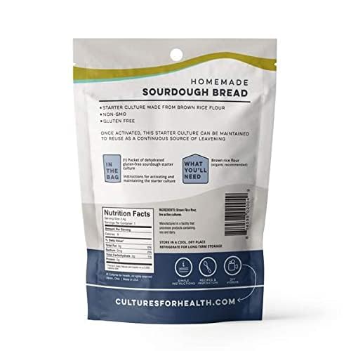 Cultures for Health Heirloom Sourdough Starter | 8 Dehydrated Packets for DIY Bread, Pizza & Pasta Dough | Non-GMO Prebiotic Baking Culture