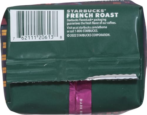 Starbucks Ground Coffee, Dark Roast Coffee, French Roast, 100% Arabica, 1 Bag (12 Oz) (Pack of 2)