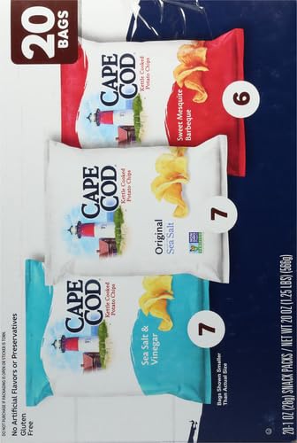 Cape Cod Potato Chips Variety Pack, 1 Oz, 20 Ct (Pack of 2)