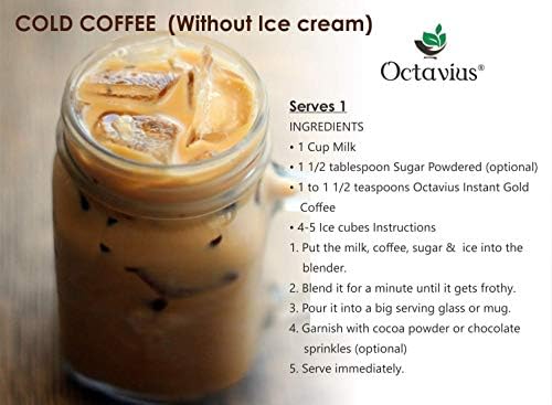 Octavius Gold Instant Coffee – Indian Medium-Dark Roast, 100% South India Beans | Smooth & Balanced Ground Coffee | Rich Aroma & Bold Flavor | 3.5 oz (100g) Jar