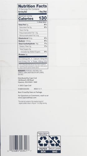Cape Cod Potato Chips Original Less Fat, 1 Oz, 10 Ct (Pack of 2)