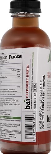 BAI Antioxidant Infusion, Rio Raspberry Tea Liquid Prepared Iced Tea, 18 Fl Oz
