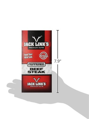 Jack Link's Beef Steak, Peppered - Protein Snacks, Meat Snack with 11g of Protein, Made with 100% Beef, Individually Wrapped Bulk Snack Pack, Keto Friendly - 1 Oz. (12 Count)