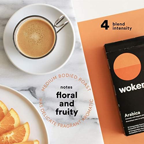 WOKEN COFFEE Compostable Nespresso Pods - Arabica Light Roast Italian Espresso Coffee Capsules Compatible With Nespresso Coffee Machine (100 Pod Count, 10 Boxes)