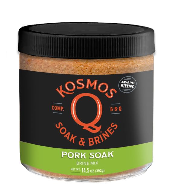 Kosmos Q Pork Brine Soak & Seasoning, Sweet Brown Sugar & Worcestershire Infusion For Pork Chops, Roasts, Shoulder, Smoking, Grilling, Roasting, Locks In Juiciness, Savory Flavor, Mix, 16 Oz Jar
