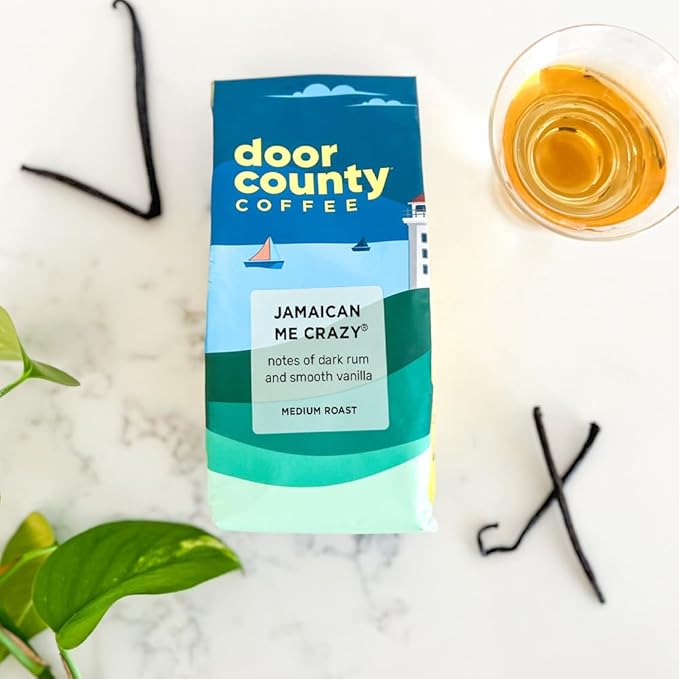 Door County Jamaican Me Crazy® Flavored Ground Coffee - Medium Roast - 10oz Bag - 100% Arabica