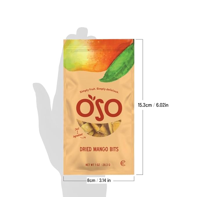 Oso Snacks Dried Mango Bits| 5 Single Bags x 1 Oz | No Sugar Added | No Preservatives | 100% Fruit | No GMO | Simply Fruit. Simply Delicious.
