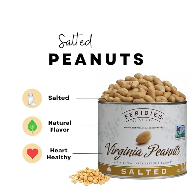 FERIDIES Super Extra Large Salted Virginia Peanuts 18 ounce Can