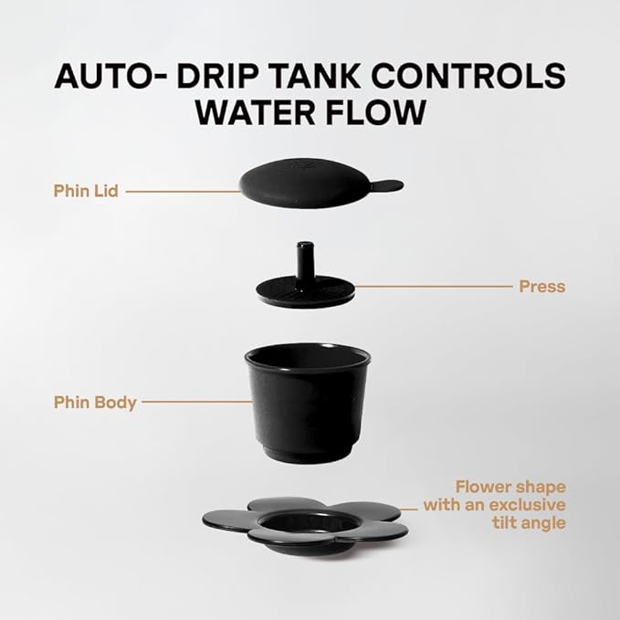 ??Vietnamese Coffee Dripper Phin Filter ??Pour Over Coffee Maker ??Single Cup Dripper with Flower Design ??Reusable Coffee Filter- Paperless Filter for Sustainable Brewing (Jet Black)