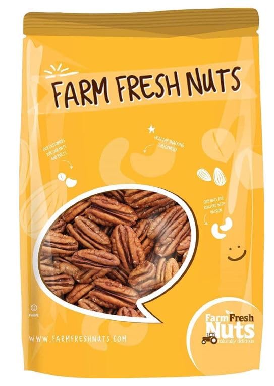Whole, Shelled & Raw Georgia Pecans by Farm Fresh Unsalted & Handpicked for Freshness| Perfect For Pecan Pie, Cookie, Praline, Butter Recipes & More (2.5 LB)
