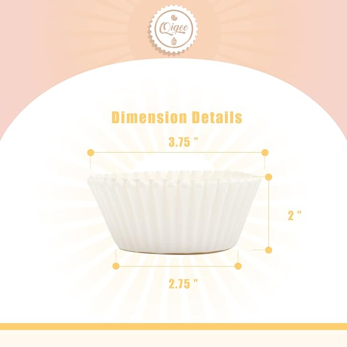 qiqee 600 Count Large Size Cupcake Liners White Muffin Liners Food Grade Jumbo Baking Cups Paper No Smells竊뉽arge Sizeç«?"<div>