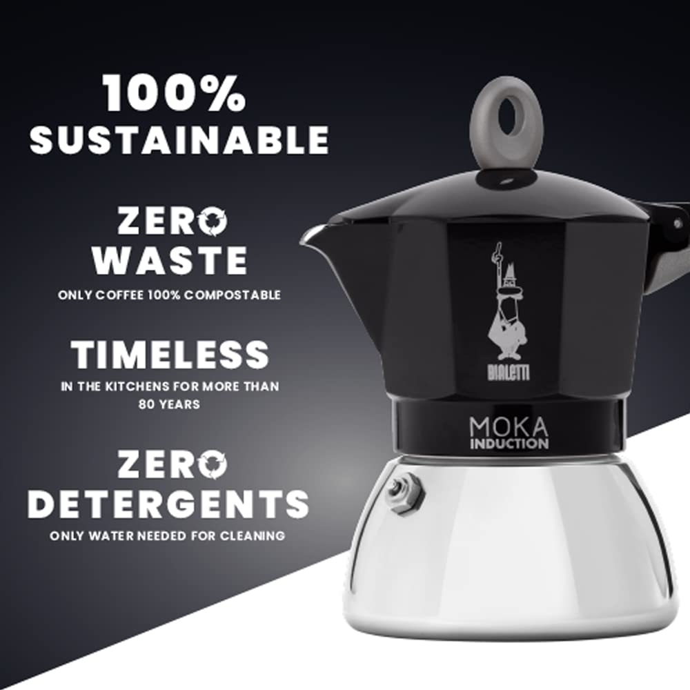 Bialetti - Moka Induction, Moka Pot, Suitable for all Types of Hobs, 6 Cups Espresso (9.4 Oz