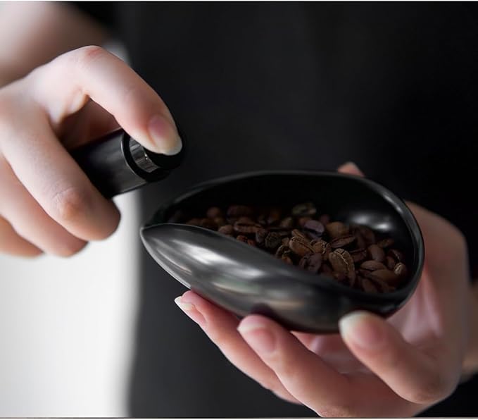 Barista Warrior Coffee Bean Dosing Cup and Spray Bottle Kit - Ceramic Single Dosing Tray, Static Reducing Spray (Black)
