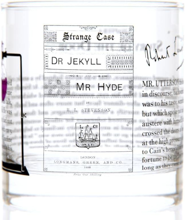 Well Told Classic Literature Rocks Glass - Strange Case of Dr Jekyll and Mr Hyde by Robert Louis Stevenson - Old Fashioned Whiskey Glass Gift for Book Lovers (11 oz)