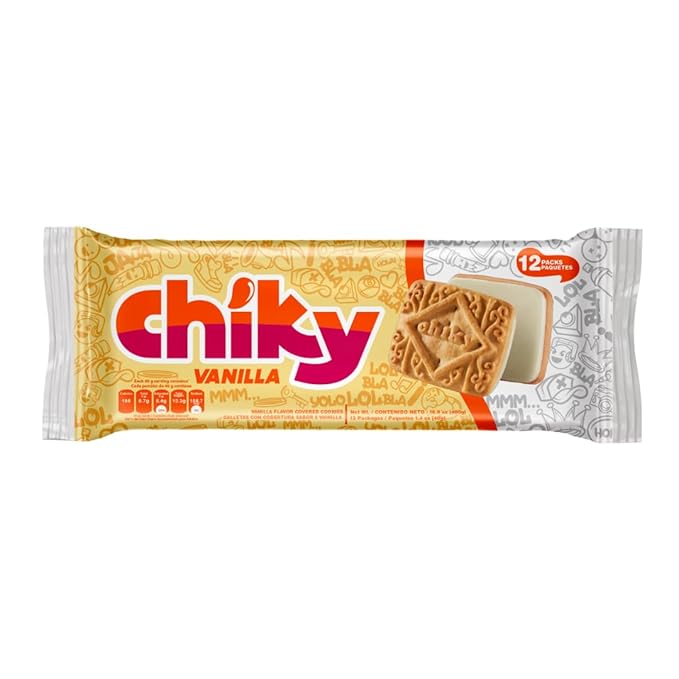 Chiky Vanilla Fudge Cookies, Crunchy & Sweet, Smooth Cream Center, Crispy Texture That Melts In Every Bite, 16.9 Ounces, 1 Box contains 16 Bags, each with 12 Individual Packs.