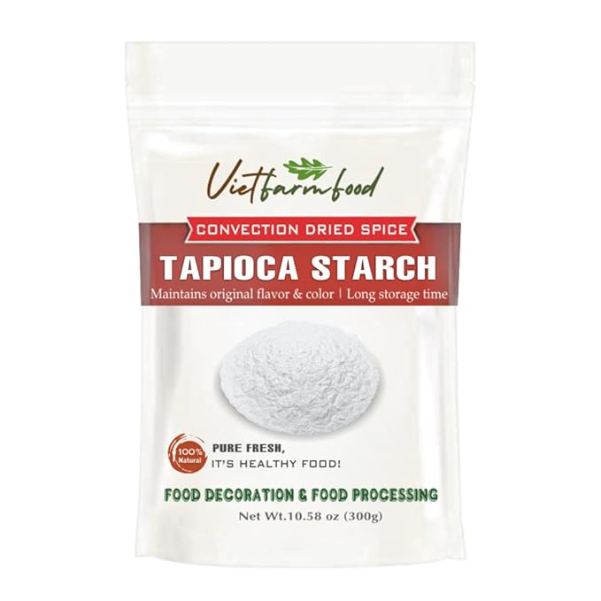 TAPIOCA STARCH 10.58 Oz (300g) VIETFARMFOOD: Natural pure, convection dried seasoning made from real vegetables - perfect for adding flavor to any meal, from cooking, baking, salads, soups, sauces