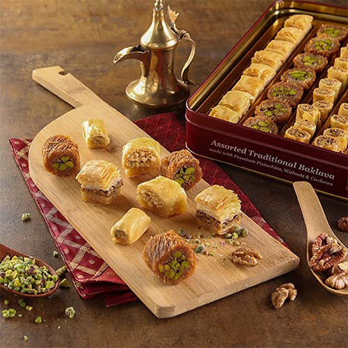 Zalatimo Sweets Since 1860 Shortbread Cookies Variety Pack, 100% All Natural Slightly Sweet, Square Metal Gift Tin, No Corn Starch, No Syrups! Assorted Baklava, Mamoul, Sesame & Butter (Pack of 3)