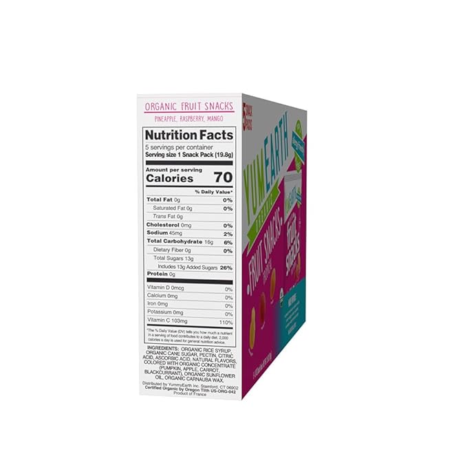 YumEarth Organic Assorted Tropical Flavor Fruit Snacks - Allergy Friendly (Top 9 Free), No Artificial Dyes or Flavors, Non GMO, Gluten Free, Vegan Candy Snacks - 0.7 Ounce (Pack of 5)
