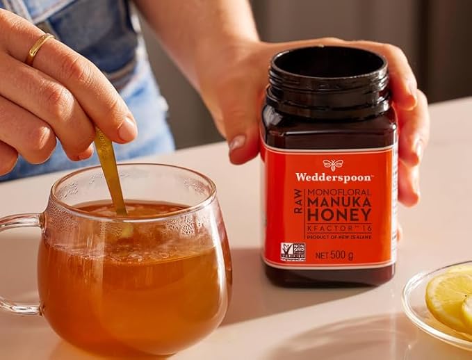 Wedderspoon Raw Premium Manuka Honey, KFactor 16, 17.6 Oz, Unpasteurized, Genuine New Zealand Honey, Traceable from Our Hives to Your Home