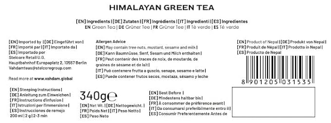 VAHDAM, Green Tea Leaves From Himalayas 170+ Cups (12oz) High Elevation Grown Green Tea Leaves From Himalayas | Pure Unblended Single Origin Green Loose Leaf Tea | Vacuum Sealed