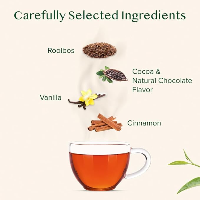 VAHDAM Chocolate Vanilla Herbal Tea (3.5 oz, 50+ Cups) | Rooibos, Chocolate, Vanilla | Loose-Leaf, Vacuum Sealed for Freshness
