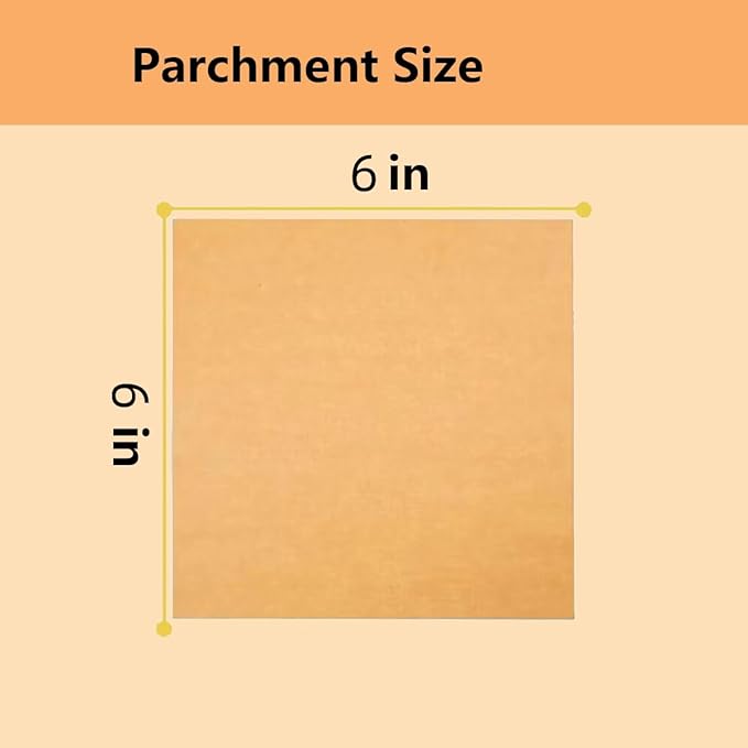 100Pcs 6" x 6" Unbleached Parchment Paper, Burger Patty Paper, Non-Stick Squares Wax Paper Sheets for Seperating Patty, Cookies, Baking, Wrapping Candies Brown