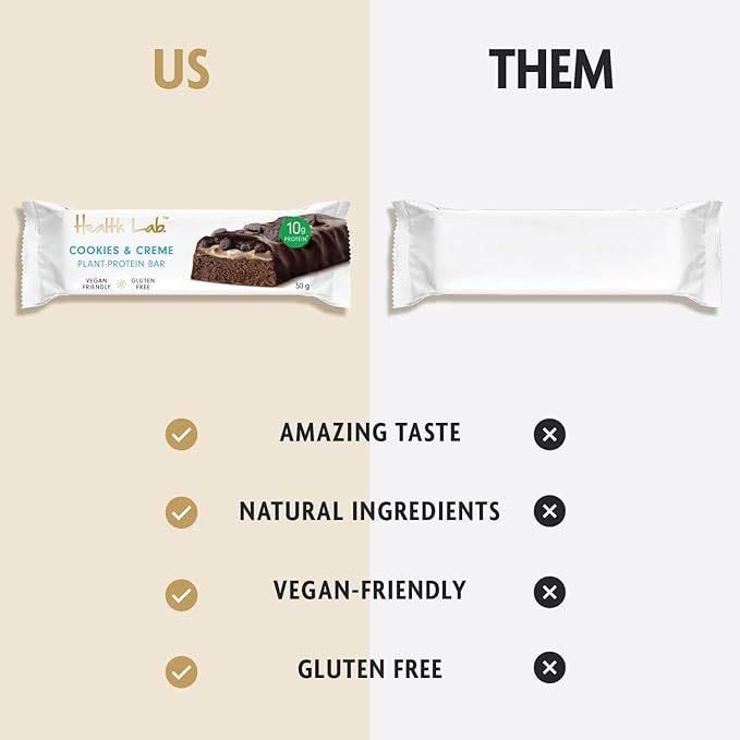 Health Lab - Vegan Protein Bars - Cookies 'N' Cream 720g - (Pack of 15)