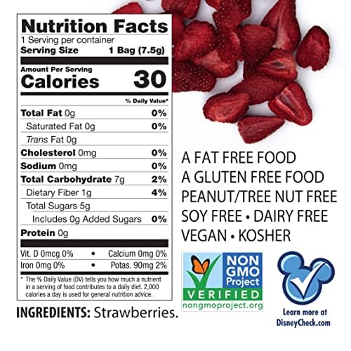 Brothers All Natural Disney Freeze Dried Fruit Crisps, Strawberry, 0.26 Oz (Pack of 12), Made with 100% Fruit, Gluten Free, Soy Free, Vegan, Heathy Snack, Lunch Box Ready