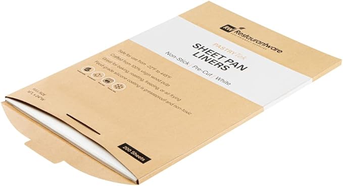 Restaurantware Pastry Tek 16 x 24 Inch Parchment Paper Sheets 1000 Greaseproof Baking Sheets For Oven - Pre-Cut Double-Sided Silicone Coating White Paper Nonstick Baking Sheets Full-Size