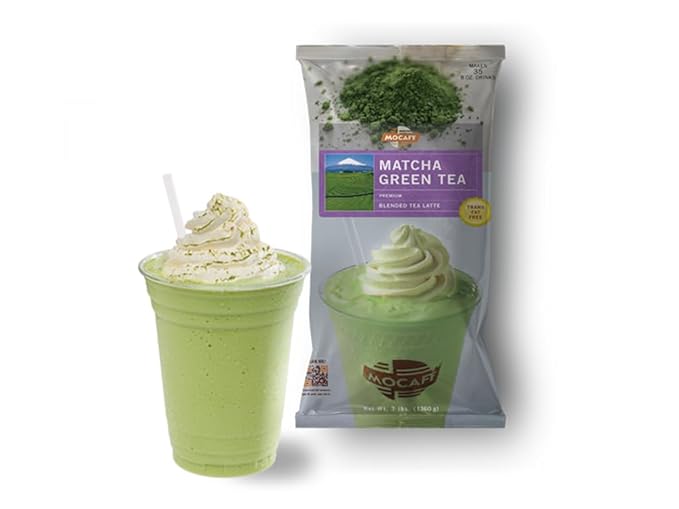 MOCAFE Matcha Latte Mix Powder, sweetened creamy Ceremonial Grade Japanese green tea, caf챕 style premium instant blended frappe, hot and iced drinks, 3lb Bulk Bag