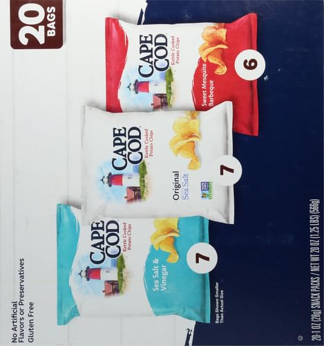 Cape Cod Potato Chips Variety Pack, 1 Oz, 20 Ct (Pack of 2)