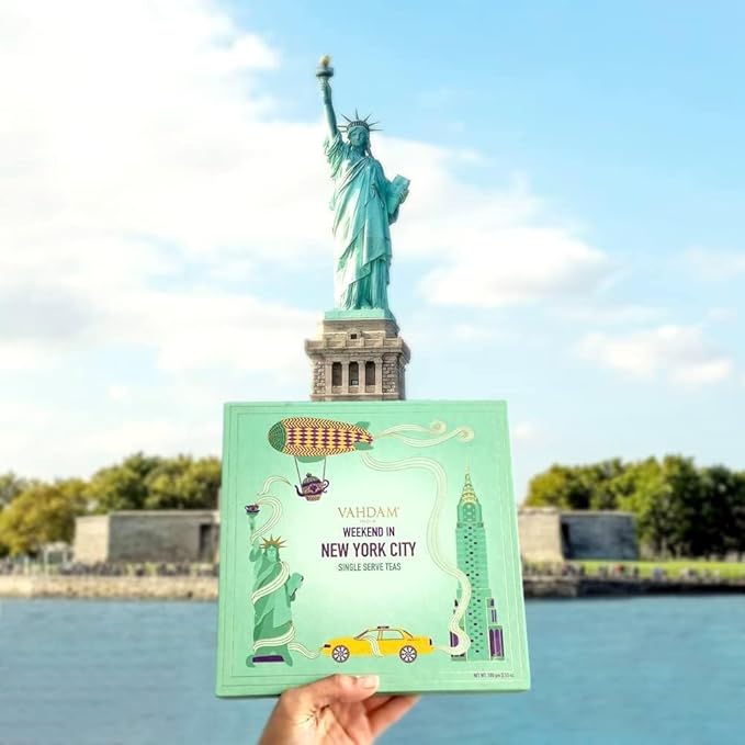 VAHDAM, Weekend In New York Tea Gift Sets Travel Edition Gift Box | 9 Varieties - Green Tea, Herbal Tea & Black Tea | Gluten Free, Non GMO | Gifts for Women & Men, Gifts for Him/Her