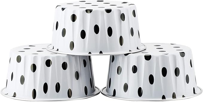 EUSOAR Aluminum Foil Muffin Liners, 30pcs 5oz Aluminum Foil Muffin Liners Cupcake Baking Cups, Mini Pie Pans with Lids, Disposable Foil Baking Cups Containers for Creme Brulee or Cupcake-Polka Dot