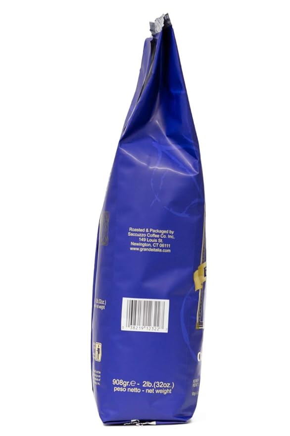 Grande Italia Espresso; Small Batch Artisan Roasted: Bar, Crema e Gusto, Whole Bean (2LB Bag, Pack of 2)