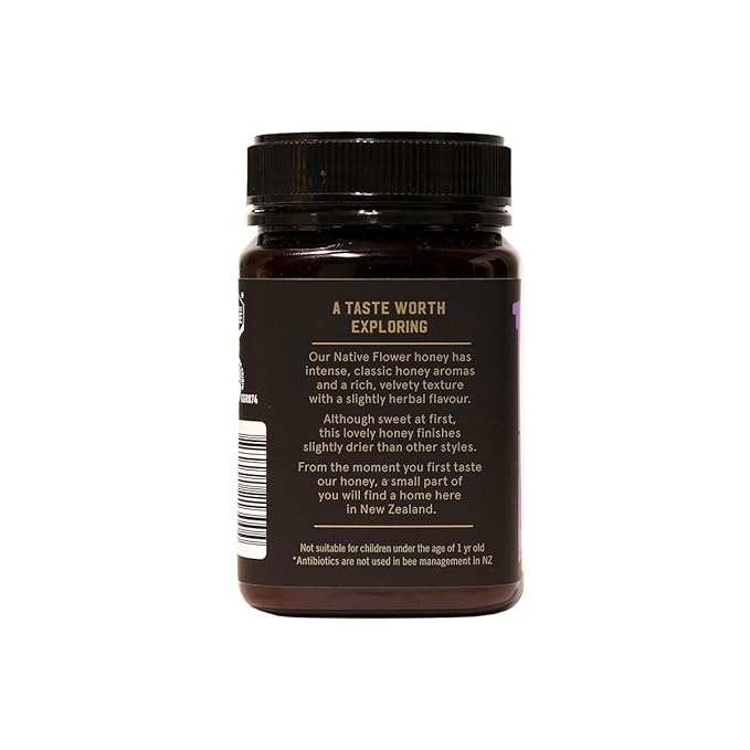 Taylor Pass Honey Co Native Flower | 100% Authentic Multifloral New Zealand Honey | Certified Non-GMO, Halal | Premium Gourmet Honey | BPA-Free Jar | 17.6 oz