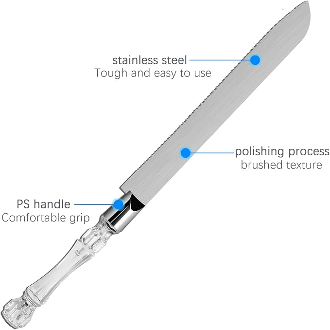 2PCS/Set Wedding Cake Knife and Server Set, Cake Cutting Set for Wedding with Faux Crystal Handles & Premium 410 Stainless Steel Blades for Wedding Cake, Birthdays, Anniversaries, Parties