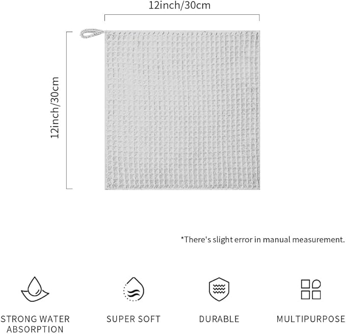 watchget Barista Micro Cloth 10 Pack, Microfiber Barista Cleaning Towels Microfiber Waffle Weave Kitchen Dish Cloth Coffee Bar Towel Coffee Machine Cleaning Cloth, Light Grey(12"x12")