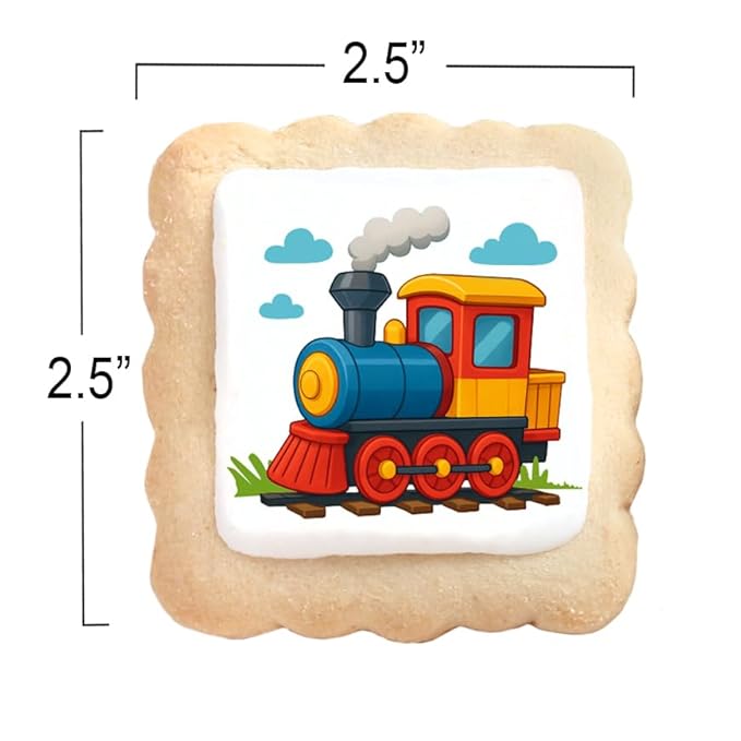 Train Cookies Choo Choo Train Theme Party Favors | Individually Wrapped 24 Pack Themed Cookies | Transportation Vehicles | Birthday Baby Shower Kids Adults Treats