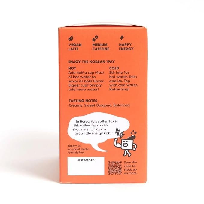 KimlyParc Premium Instant Coffee Original Korean Latte with Vegan Creamer, Organic Unrefined Cane Sugar, Himalayan Pink Salt - Vegan Latte Lactose & Gluten free(10 Single Serve Packets)