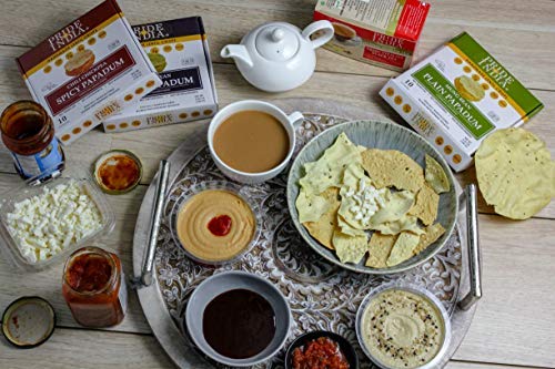 Pride Of India - Spicy Chickpea Masala Papadum Lentil Crisp, Pack of 6-10 count Box (3.53oz - 100gm) - Instant Popping Chips, Gluten-Free Crackers, Healthy Indian Snacks
