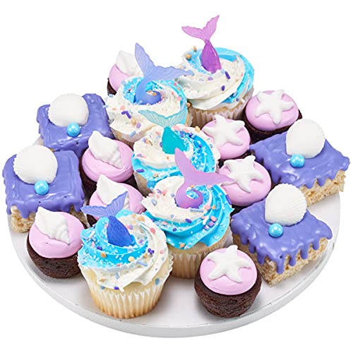 White Seashell, Conch, and Starfish Edible Sugar Cake Toppers, 12 Count