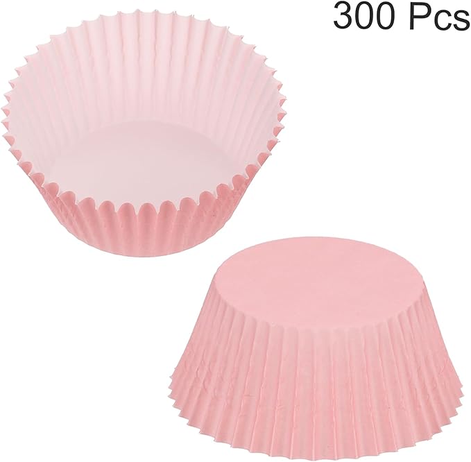 uxcell 300 Pcs Cupcake Liners, Muffins Paper Baking Cups Wrappers Standard Greaseproof for Baking Cupcake Wrapper, Pink