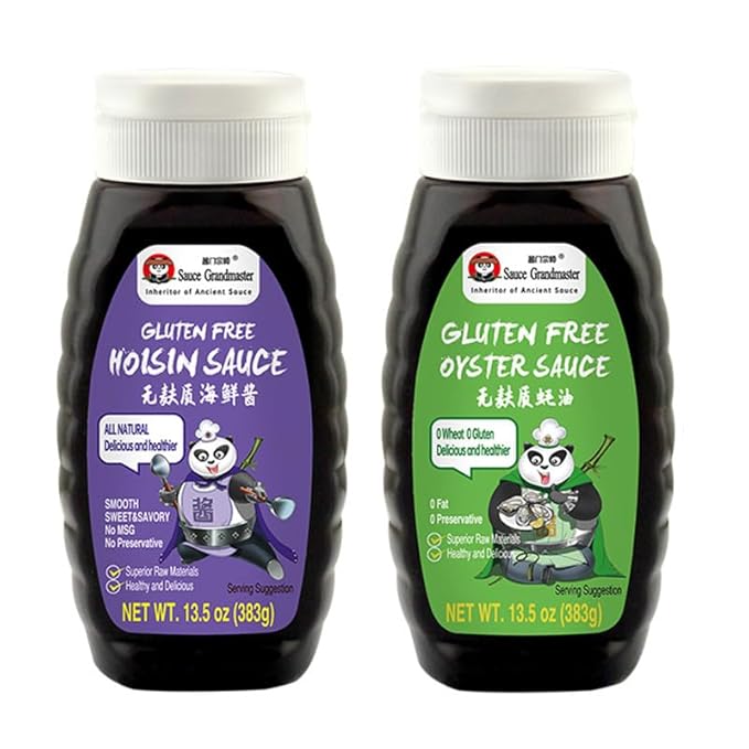 Sauce Grandmaster Double Delight Gluten-Free Sauces Bundle ??70% Oyster Extract Oyster Sauce + Sweet Hoisin Sauce ??No MSG, No Preservatives, Keto-Friendly: Ideal for Asian Cuisine, BBQ, and Healthy Cooking