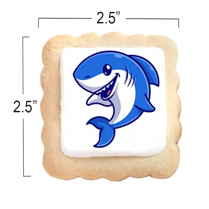 Shark Cookies Baby Theme Birthday | Individualy Wrapped Printed Cookies 24 Pack Bulk | Party Favors Under the Sea Blue