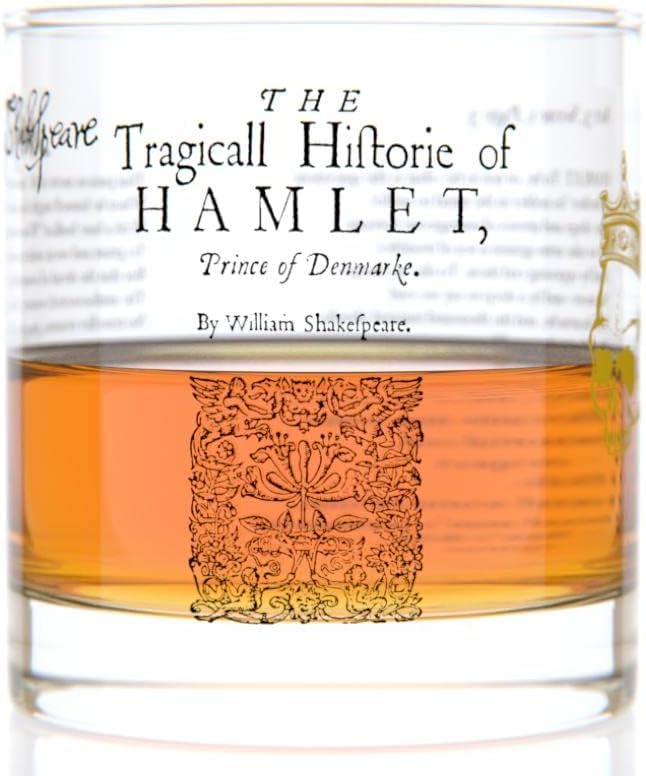 Well Told Classic Literature Rocks Glass - The Tragedy of Hamlet by William Shakespeare - Old Fashioned Whiskey Glass Gift for Book Lovers (11 oz)