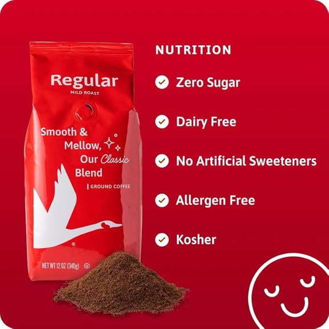 Wawa Ground Coffee Mild Roast, 12 oz Bag, Regular Smooth & Balanced Classic Blend For Hot or Iced Coffee, Slightly Sweet, 100% More Responsibly Sourced from Rainforest Alliance Certified Farms