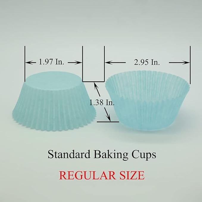 Blue Cupcake Liners Greaseproof Paper Standard Baking Cups for Party and More, 150-Count