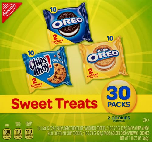 Nabisco Sweet Treats Cookie Variety Pack OREO, OREO Golden & CHIPS AHOY!, 30 Snack Packs (2 Cookies Per Pack) (Pack of 2)