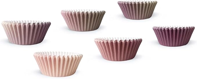 qiqee 300PCS Mini Gradient Cupcake Liners Cupcake Cups 6 Designs Coffee Gradient Cupcake Papers Baking Cups Cupcake Wrappers (Small Size)