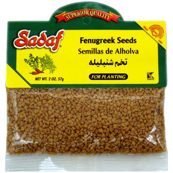Sadaf Fenugreek Seeds for Planting - Semilla de Fenogreco - Fenugreek Seeds Easy to Grow Seeds for Kitchen Gardens - Kosher - 2 oz Bag